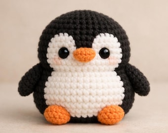 Peluche de pingüino de ganchillo hecho a mano / Juguete amigurumi kawaii