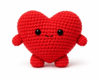 Peluche de corazón de ganchillo / Amigurumi kawaii hecho a mano, regalo de San Valentín