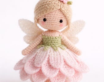 Adorno de hada de ganchillo hecho a mano / Falda de pétalos de flores, decoración infantil