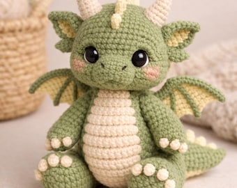 Dragón de peluche de ganchillo / Juguete amigurumi hecho a mano, decoración infantil