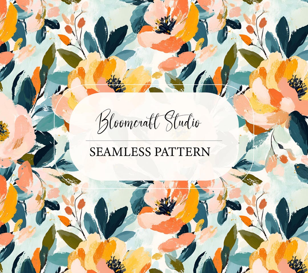 Abstract Painterly Floral Seamless Pattern, Hand Painted Flowers ...