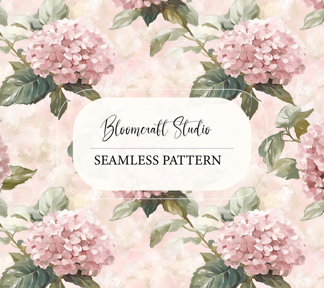 Seamless Hydrangea Pattern Blush Pink | Romantic Floral Digital Paper ...