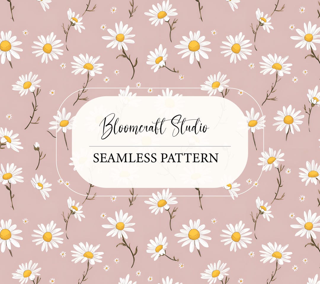 Seamless Daisy Floral Pattern, Minimal White Daisies on Blush Pink ...