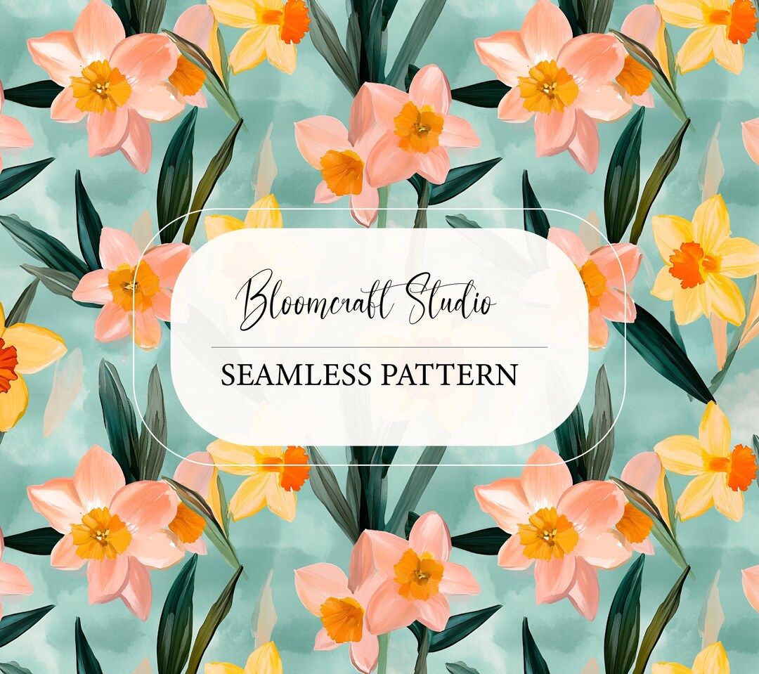 Daffodil Floral Seamless Pattern, Hand Painted Spring Flowers Digital ...