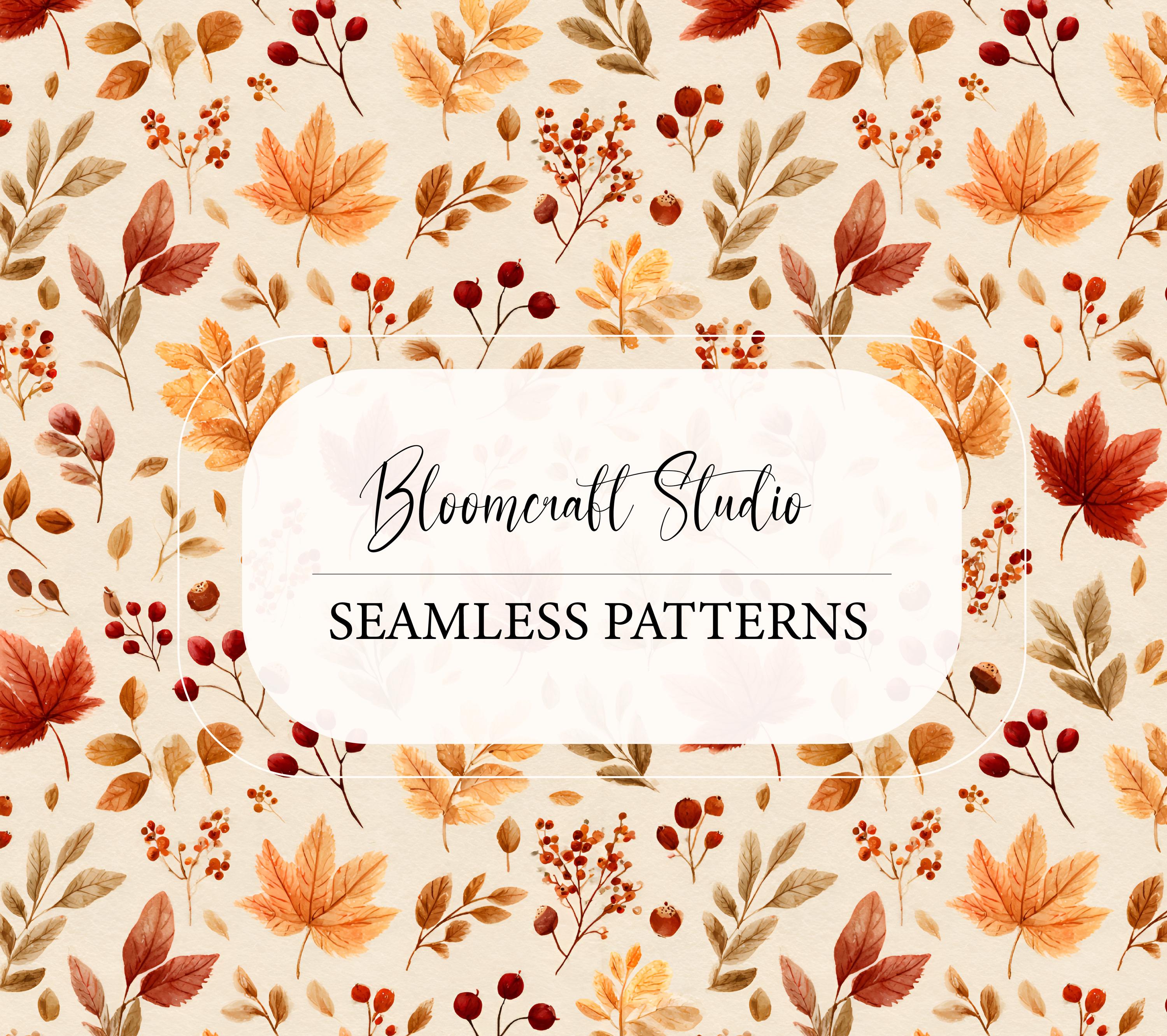 Autumn Leaves Seamless Pattern Watercolor Fall Foliage Digital Paper ...