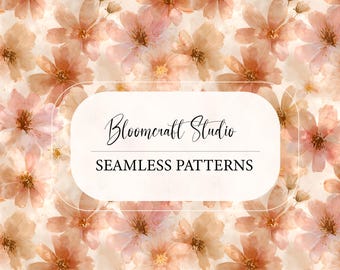 Soft Watercolor Floral Seamless Pattern with Peach and Blush Flowers, Elegant Romantic Botanical Design for Fabric Wallpaper Decor