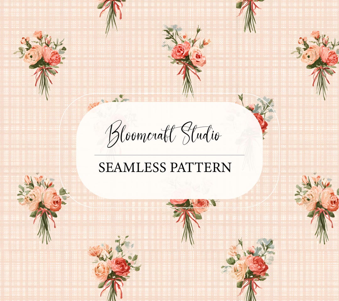 Romantic Floral Seamless Pattern, Vintage Rose Bouquet Repeat, Peach ...