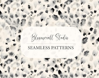 Seamless Watercolor Ink Blot Pattern Neutral Black Gray Abstract Organic Texture Minimal Modern Monochrome Fabric Wallpaper Design