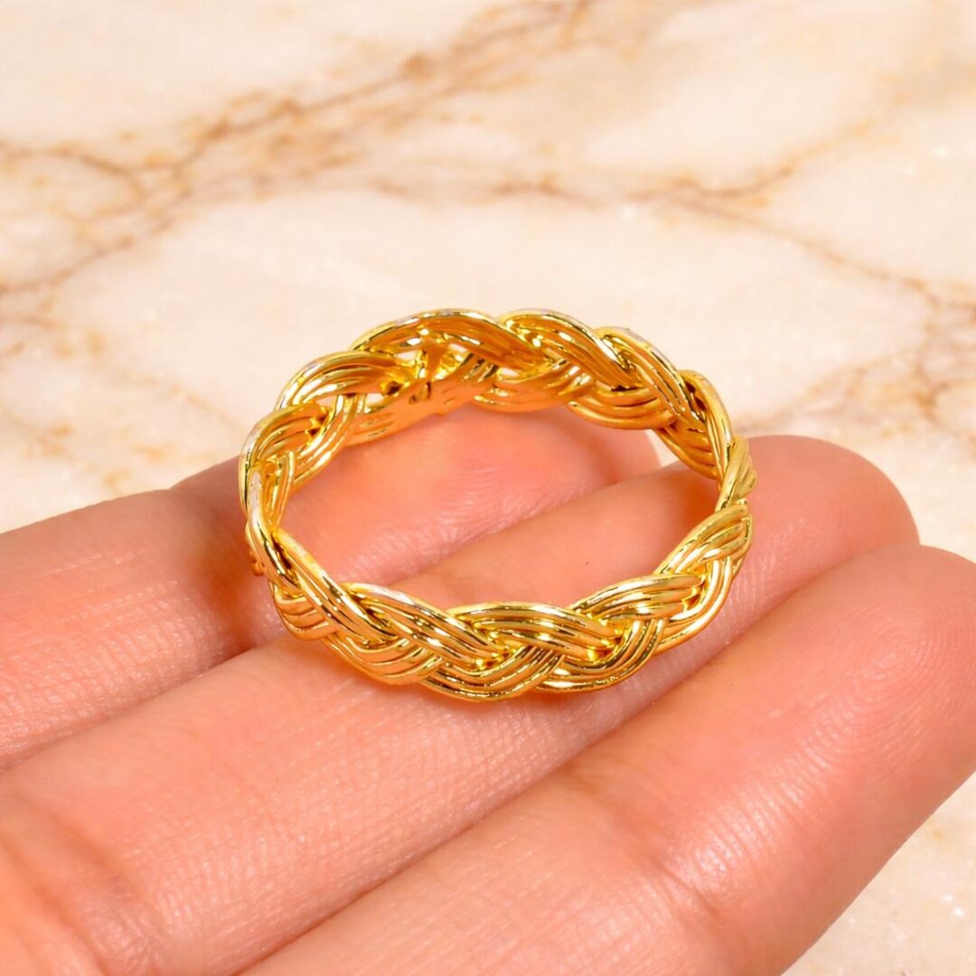 Gold Braided Ring Twisted Rope Gold Plated Copper Ring | Minimalist ...
