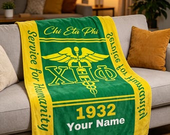 Custom Chi Eta Phi Throw Blanket, Personalized Greek Letter Gift, Sorority Sister Present
