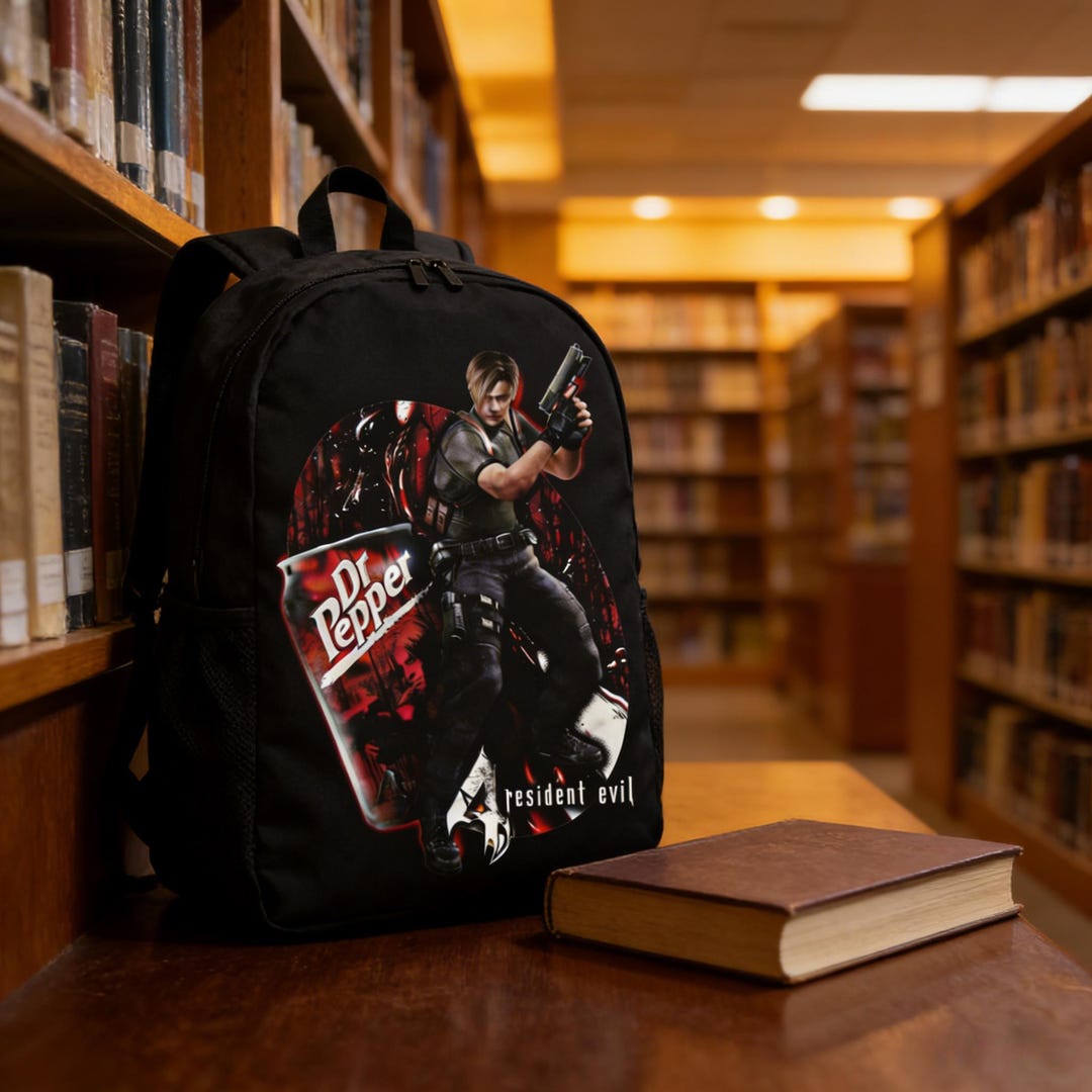 Leon Kennedy Resident Evil Backpack, RE4 Gamer School & Travel Bag ...