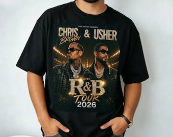 Chris Brown Usher R&B Tour 2026 Graphic T-Shirt, Luxury Streetwear Concert Tee