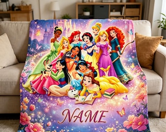 Personalized Princess Throw Blanket, Custom Name Fairy Tale Blanket, Magical Kids Gift