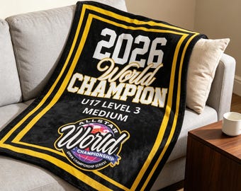 Custom Allstar World Championships Blanket Throw, Cheer Team Replica Banner Gift