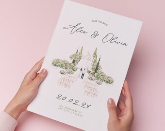 Watercolor Garden Wedding Save The Date Invitation (Digital Download)