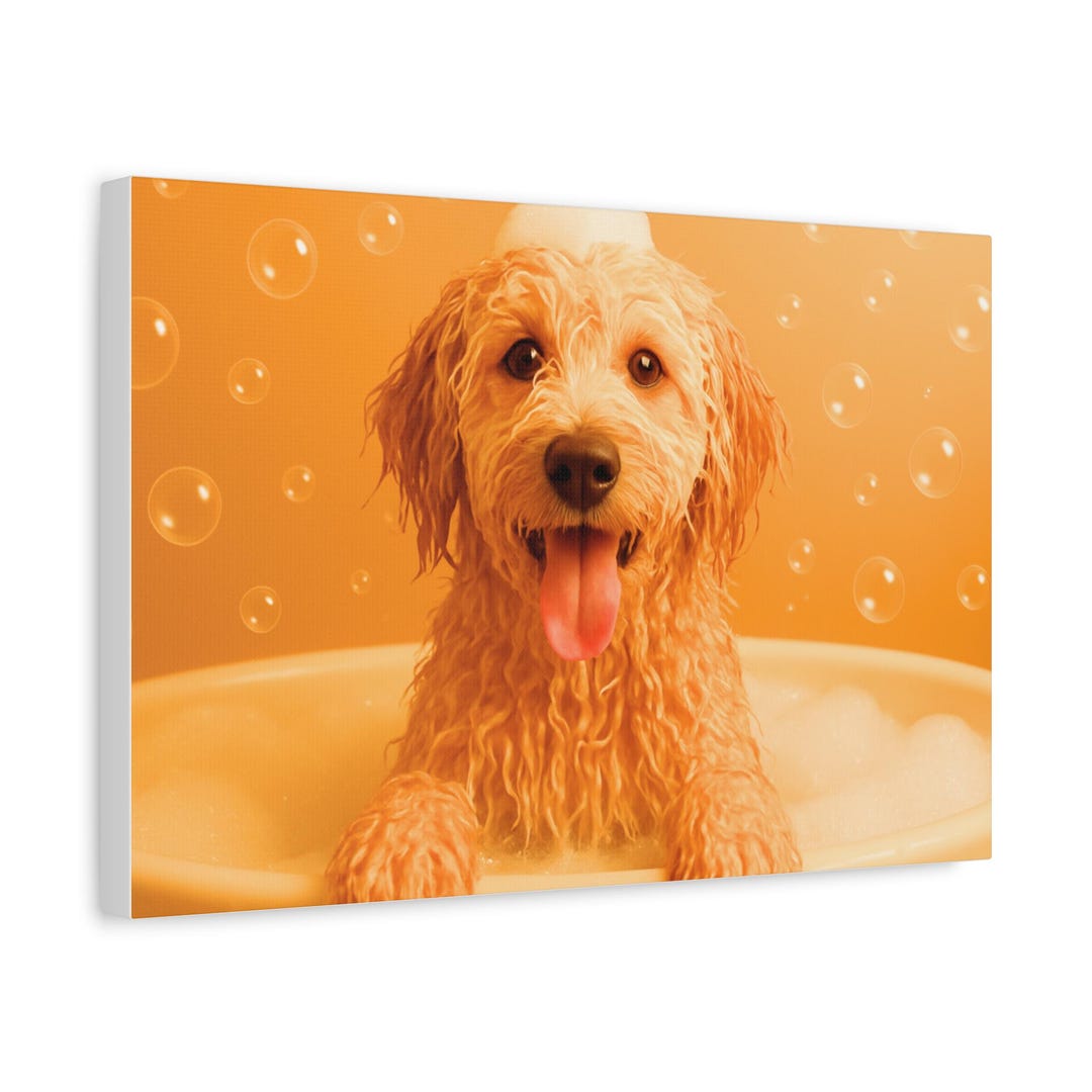 Cockapoo Funny / Cute Photo in the Bath Tub. Matte Canvas, Stretched, 1 ...
