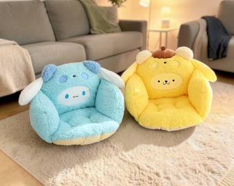 Cojín redondo de felpa para silla / Cojín antideslizante para la espalda para silla de escritorio de oficina en casa