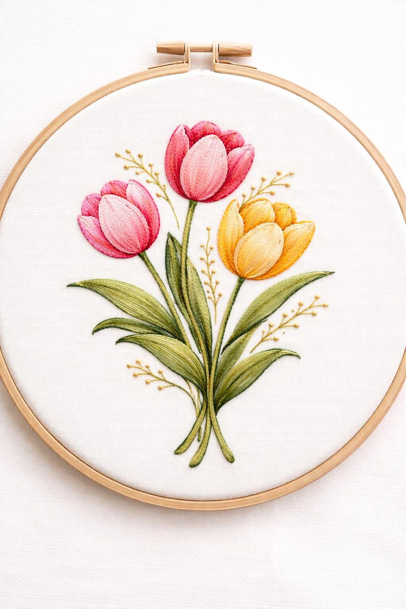 Tulip Hand Embroidery Pattern: DIY Digital PDF - Etsy