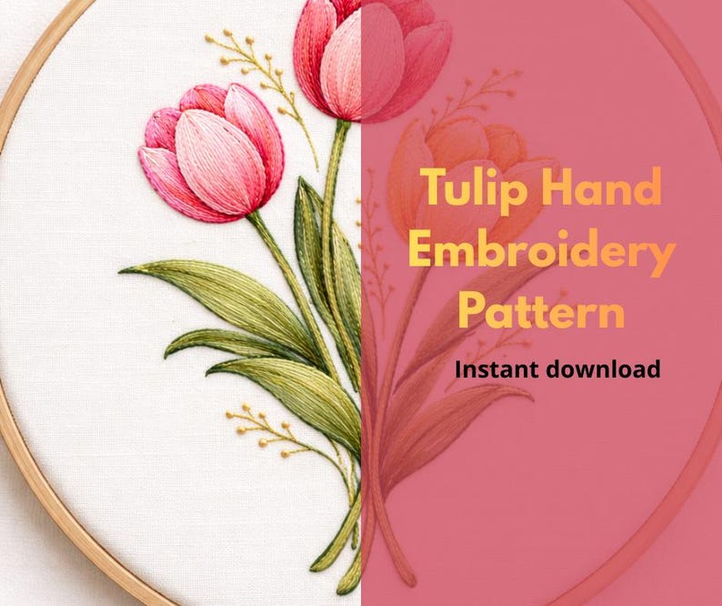 Tulip Hand Embroidery Pattern: DIY Digital PDF - Etsy