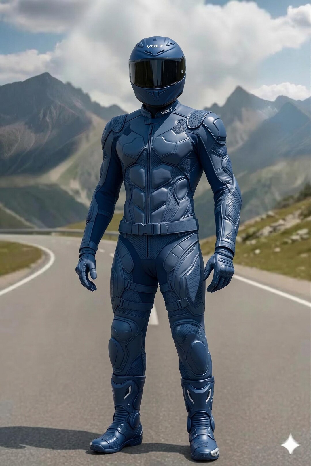 Men's Blue Motorcycle Racing Suit – Full Body CE Armor Biker Gear ...