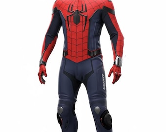 Handmade Spider-Man Leather Motorcycle Suit • CE Armored Biker Cosplay Outfit