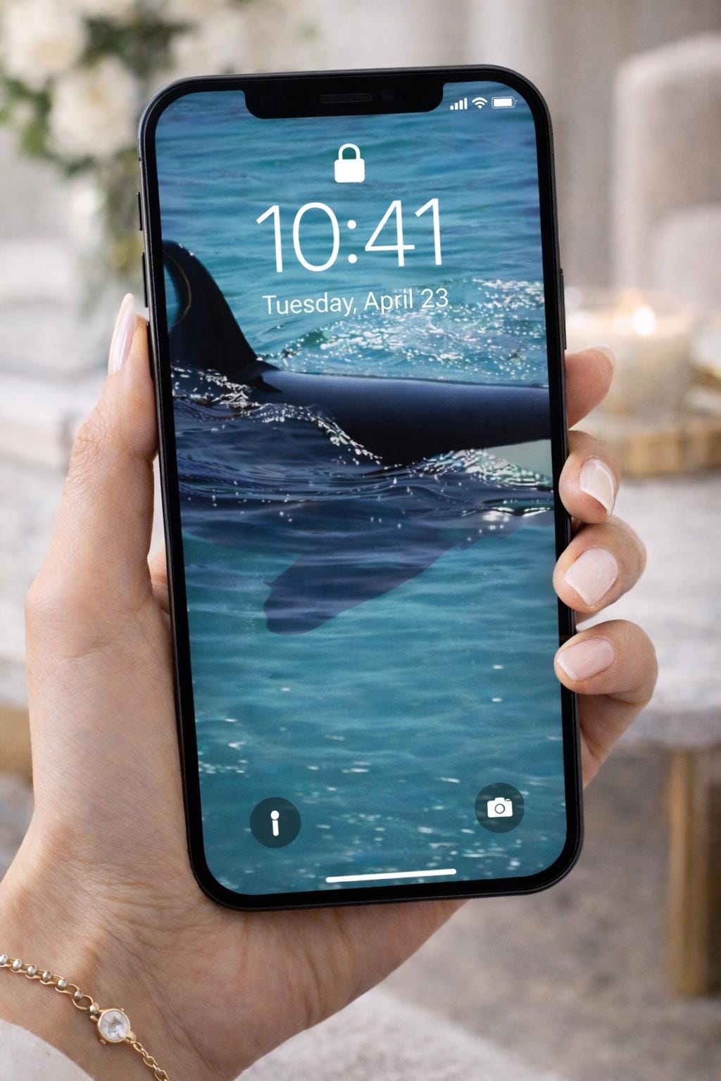 Orca Ocean Phone Wallpaper – Whale Minimal Background – Turquoise Sea ...