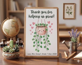 Fingerprint Art Teacher Gift | Personalized String of Pearls Keepsake, End of School Year Gift for Teacher  (Digital Download)