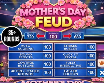 Mother's Day Friendly Feud Game, Friendly PowerPoint Feud Game Night, Mother’s Day Trivia, Mom Fued Game, Digital Download