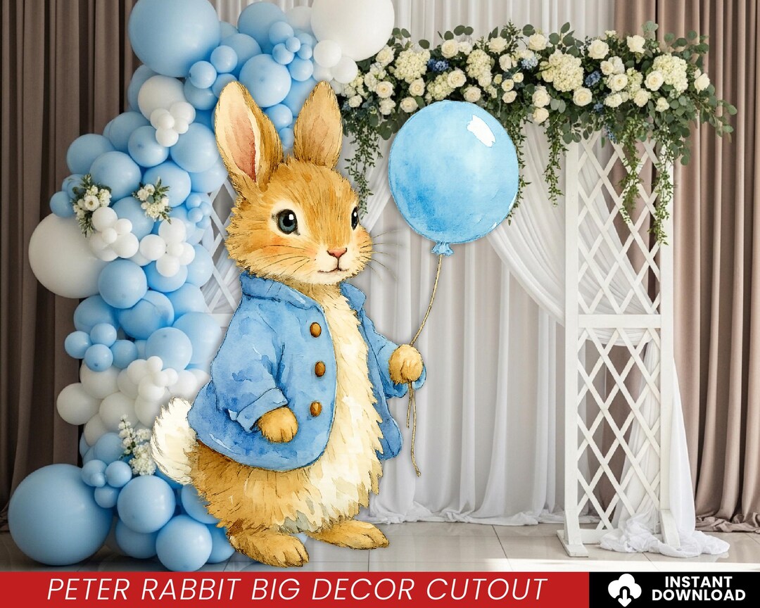 Peter Rabbit Big Decor Cutout, Blue Bunny Birthday, Blue Boy Bunny Prop ...