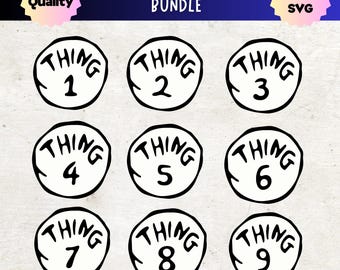 Thing 1 2 3 4 SVG Bundle, Thing 1 Thing 2 SVG, Thing clipart, Family Tshirts, Cricut File, Silhouette, Digital Download