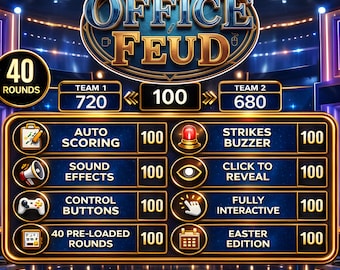 Friendly Feud Holiday Office Party Game, Editable PowerPoint Activity (Digital Download)