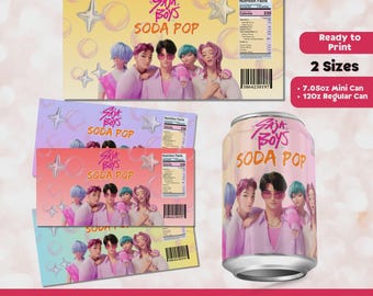 Kpop Demon Hunters Saja Boys Soda Pop Label, Soda Can Label, Saja Boys Party, Soda Pop, Huntrix Party Soda Can Wraps, Kpop Party Decor