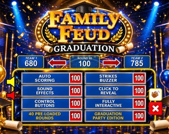 Family Feud Graduation Party Game, Editable PowerPoint Trivia (Digital Download)