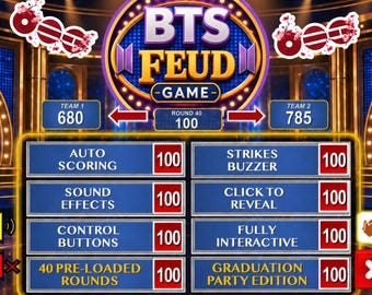 BTS “Who Knows Better” Feud Game, Kpop Friendly Feud Game Night, Bangtan Comeback Party Game, Family & Adult PowerPoint Game