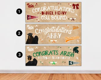 Custom Graduation Banner | Personalized Grad Party Banner, 72" X 24"( Digital Download )