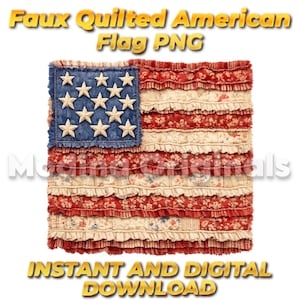 Faux Quilted American Flag 4th Of July Png, Patchwork Patriotic Png, American Flag Png, Trendy 4th Of July Png, Cottagecore USA Flag Png,