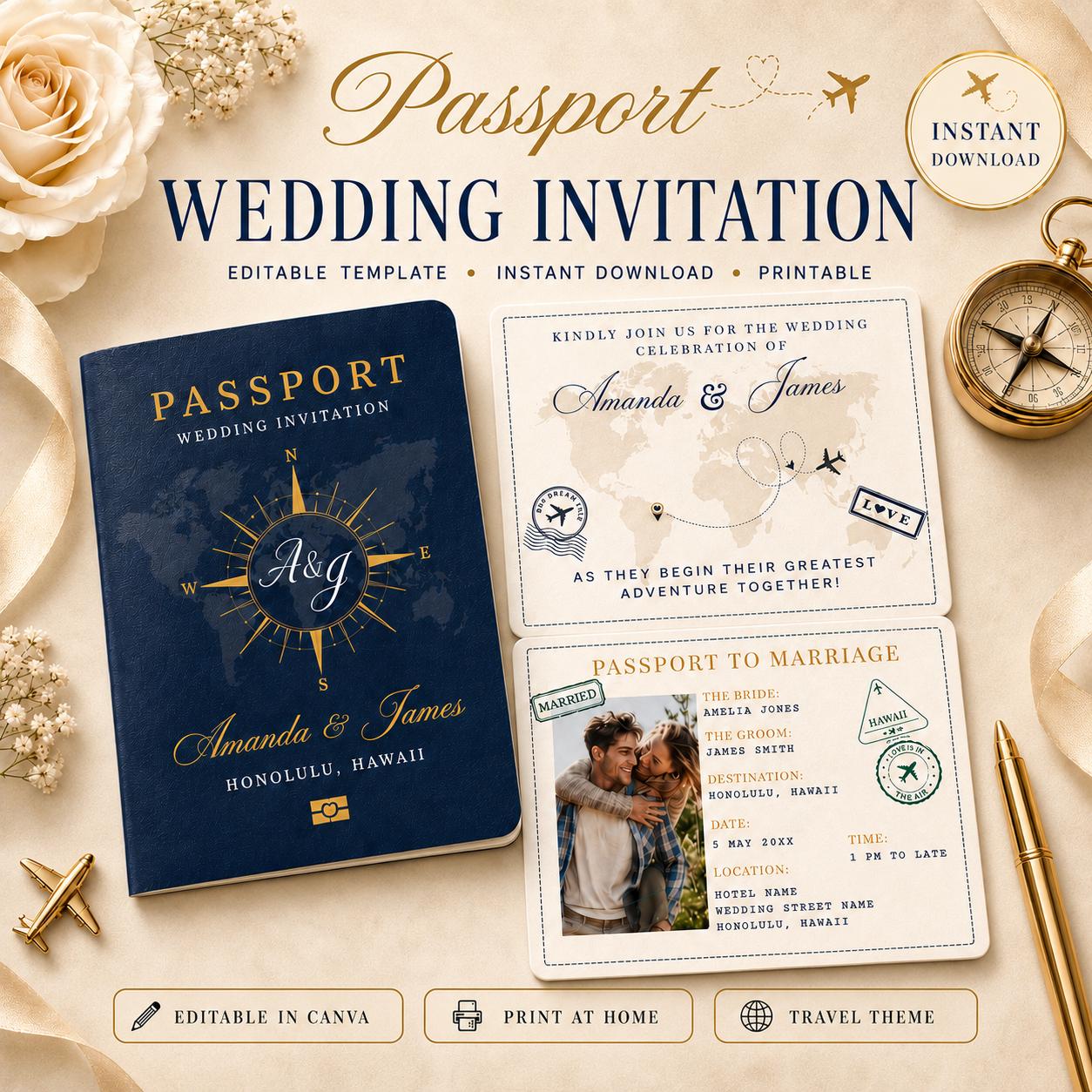 Passport Wedding Invitation Template