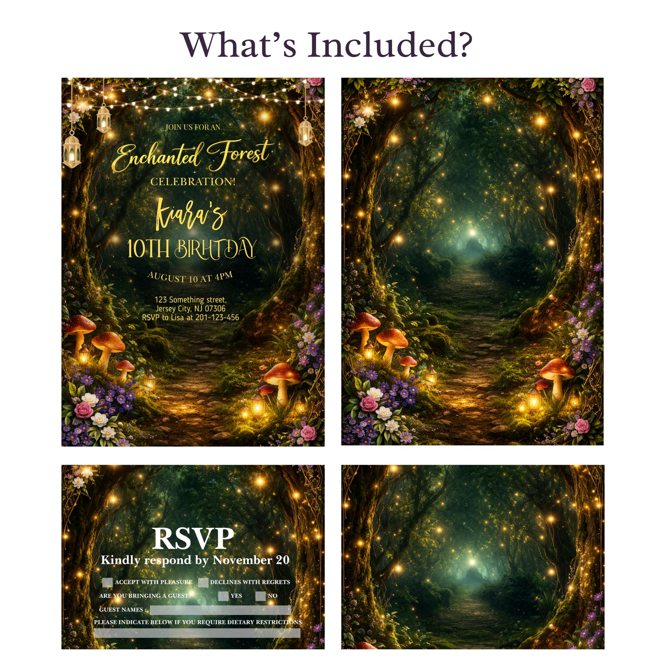 Forest Rave Invite Enchanted Forest Birthday Invitation, Editable Canva Template, Woodland ...
