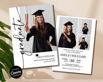 Invitación fotográfica de graduación: Invitación moderna e informal para recién graduados (Descarga digital)
