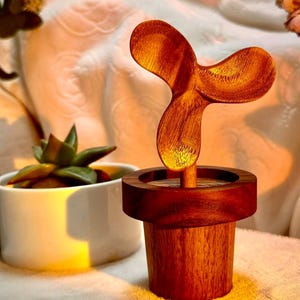 Hand Carved Black Walnut Windmill Diffuser | Cute Mini Fan Aromatherapy Decor, Car & Desk Fragrance, Healing Gift for Relaxation