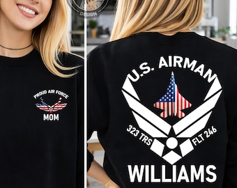 Personalized Airman Family Sweatshirt Gift for Proud Mom Sister Dad Hoodie Air Force Sweater