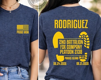 Personalized USMC Graduation T-Shirt Marine Family Shirt Gift for Proud Mom Dad Sister Wife Tees