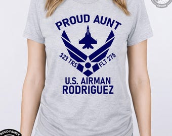 Proud Air Force T-Shirt, Airman Shirt Gift for Family Tees Mom Dad Wife Sister, Custom Air Force Shirts