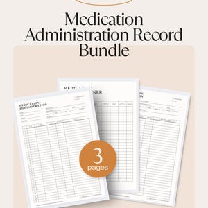 May include: A Medication Administration Record Bundle with three pages is shown. The text "Nursing" is at the top, and the title "Medication Administration Record Bundle" is below. The bottom of the image has the text "@ClinicResources".