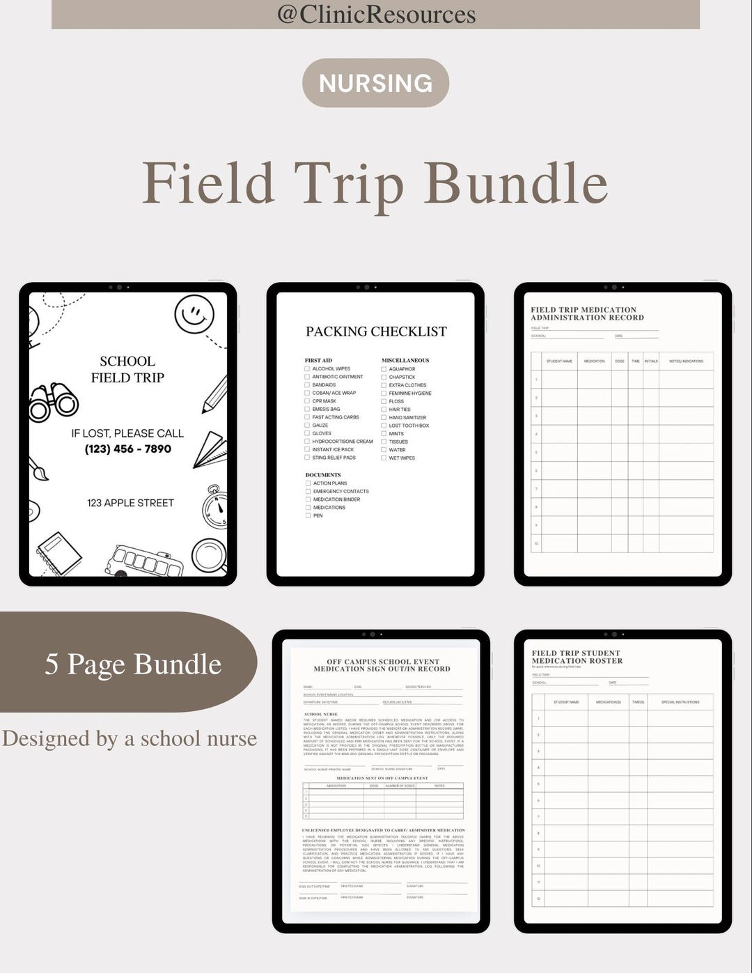 School Nurse Field Trip Medication Form Bundle (editable Pdfs) - Etsy