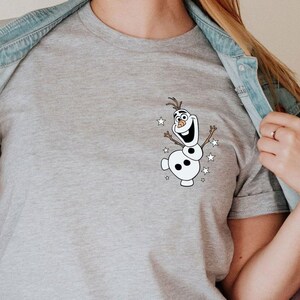 Frozen Pocket Shirt, Olaf T-shirt, Minimalist Disneyland Shirt, Elsa Shirt, Frozen Olaf Shirt, Disney Frozen Birthday Shirt, Disney Princess image 1