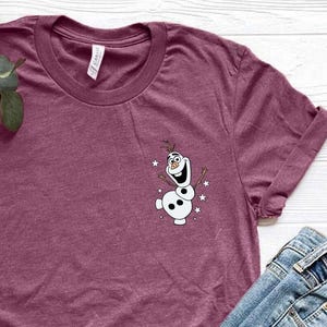 Frozen Pocket Shirt, Olaf T-shirt, Minimalist Disneyland Shirt, Elsa Shirt, Frozen Olaf Shirt, Disney Frozen Birthday Shirt, Disney Princess image 2