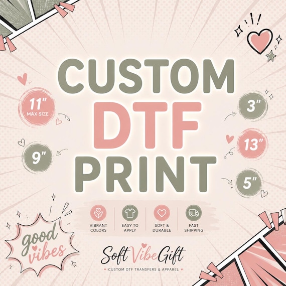 Custom DTF Print Transfer, Vibrant Colors, Easy Apply Apparel Graphic