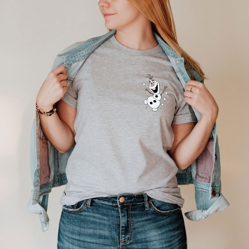 Frozen Pocket Shirt, Olaf T-shirt, Minimalist Disneyland Shirt, Elsa Shirt, Frozen Olaf Shirt, Disney Frozen Birthday Shirt, Disney Princess image 1