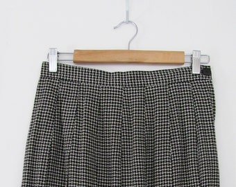 80s Houndstooth Pleated Skirt S 27 Waist